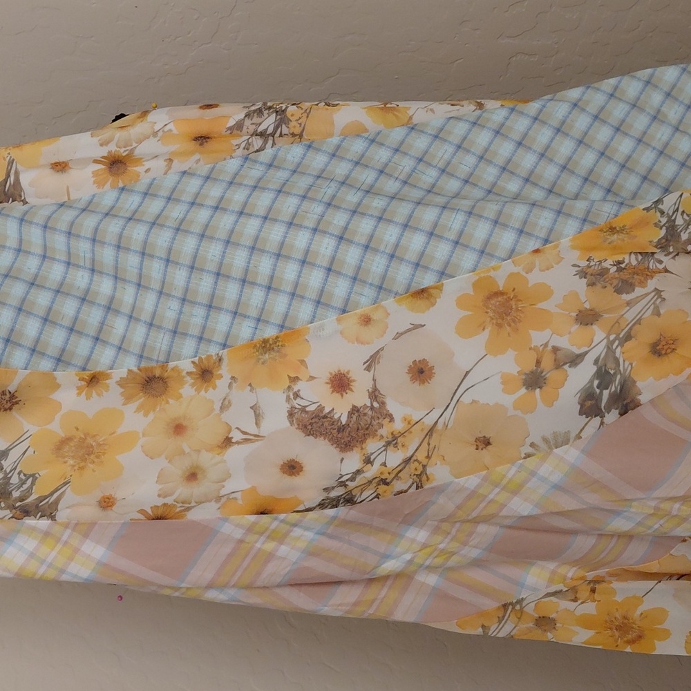 DOLLSKILL CURRENT MOOD 1X PRESSED FLOWERS MAXI SKIRT PATCHWORK FLORAL/STRIPES - Picture 3 of 8